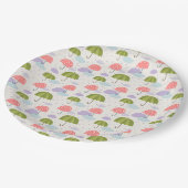 雨天秋の傘の模様 ペーパープレート (アングル)