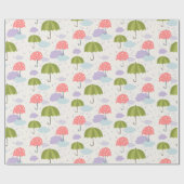 雨天秋の傘の模様 ラッピングペーパー (フラット)