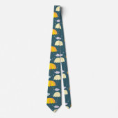 雨天秋の傘の模様（濃色） ネクタイ (正面)