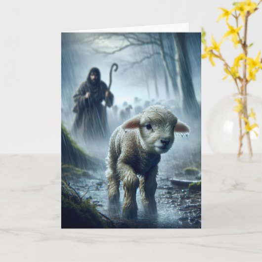 雨失ったの森の羊飼い カード (黄色い花)