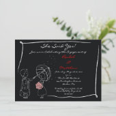 雨婚約の招待状の甘いカップル 招待状 (スタンド正面)