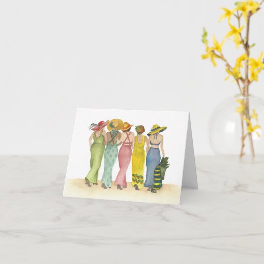 雨学の中で踊る カード (黄色い花)