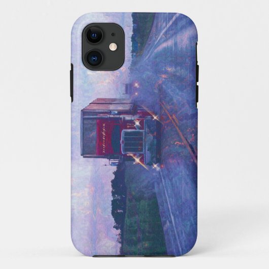 雨嵐の箱の大きい装備の赤いトラック Case-Mate iPhoneケース (裏面)