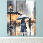 雨市水彩画 キャンバスプリント (インサイチュ (ウッドフロア))
