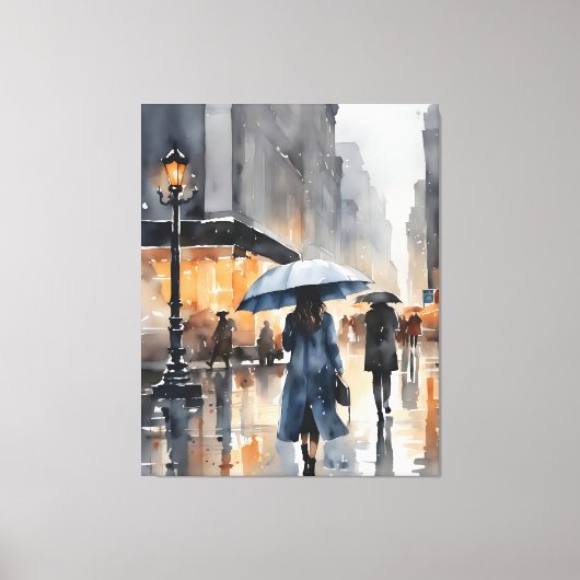 雨市水彩画 キャンバスプリント (正面)