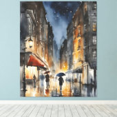 雨市水彩画 キャンバスプリント (インサイチュ (ウッドフロア))
