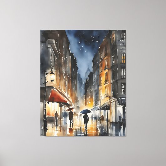 雨市水彩画 キャンバスプリント (正面)