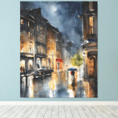 雨市水彩画 キャンバスプリント (インサイチュ (ウッドフロア))