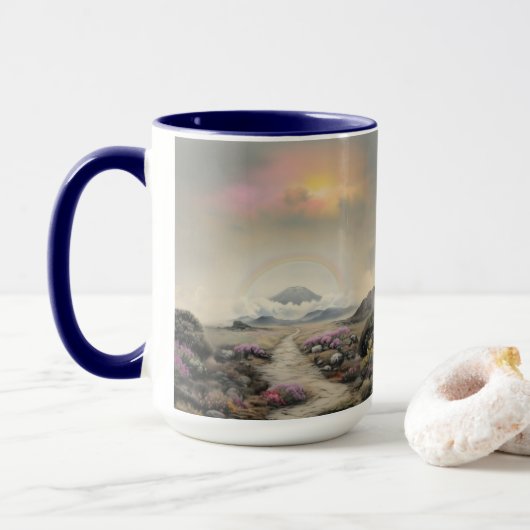 雨後の水彩風景画 マグカップ (ドーナツ付き)