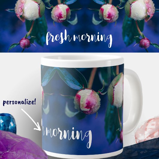 雨後の牡丹の花 ジャンボコーヒーマグカップ