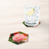 雨後の繊細なピンクの花 ペーパーコースター (インサイチュ)