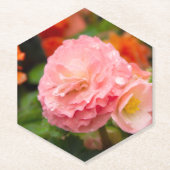 雨後の繊細なピンクの花 ペーパーコースター (正面)