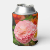 雨後の繊細なピンクの花 缶クーラー (缶正面)