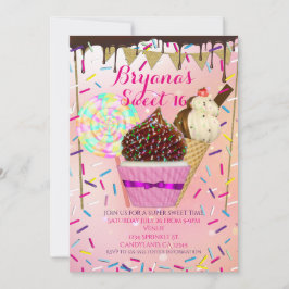 雨振りかけるキャンディランド甘い16招待状 招待状