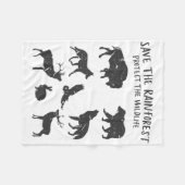 雨救林保護野生動物Gr フリースブランケット (正面(横))