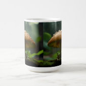 雨日の避難所：キノコの下で保護されたカエル コーヒーマグカップ (中央)