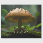 雨日の避難所：キノコの下で保護されたカエル ラッピングペーパー (フラット)