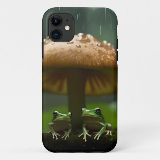 雨日の避難所:キノコの下で保護されたカエル Case-Mate iPhoneケース (裏面)