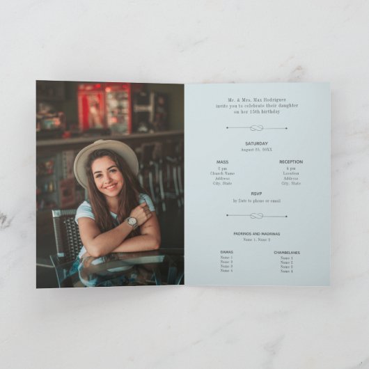 雨日ブルーシャーロシルエットキンセアニェラ 招待状 (内部)