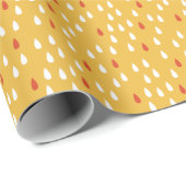 雨日金ゴールドイエローホワイトレッド雨粒パターン ラッピングペーパー (ロールコーナー)