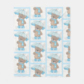 雨明けテディベア フリースブランケット (正面)