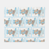 雨明けテディベア フリースブランケット (正面(横))