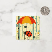 雨来降り、傘を上げる：レディバグ挨拶 ノートカード (正面/裏面インサイチュ)