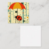 雨来降り、傘を上げる：レディバグ挨拶 ノートカード (正面/裏面)