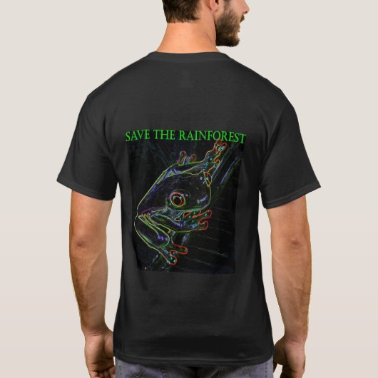 雨林のカエルのTシャツを救って下さい Tシャツ (裏面)