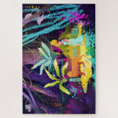 雨林の少女とヒョウ ジグソーパズル (縦)