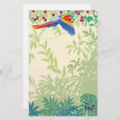 雨林の文房具の飛んでいるな深紅のコンゴウインコ 便箋 (正面/裏面)