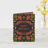 雨林折り畳み誕生日カード – カエル カード (黄色い花)