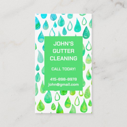 雨樋屋根清掃補修水色滴 名刺 (正面)