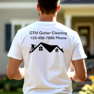 雨樋清掃チームのビジネス用ロゴワークシャツ Tシャツ