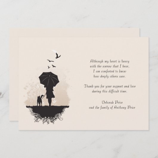 雨死別の歩行はメッセージカード感謝していしています ノートカード (正面/裏面)