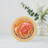 雨水付き桃・黄・鮭の着色バラ サンキューカード (スタンド正面)