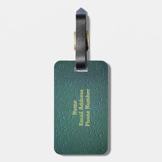 雨水滴テクスチャ上のモノグラム ラゲッジタグ (裏面縦)