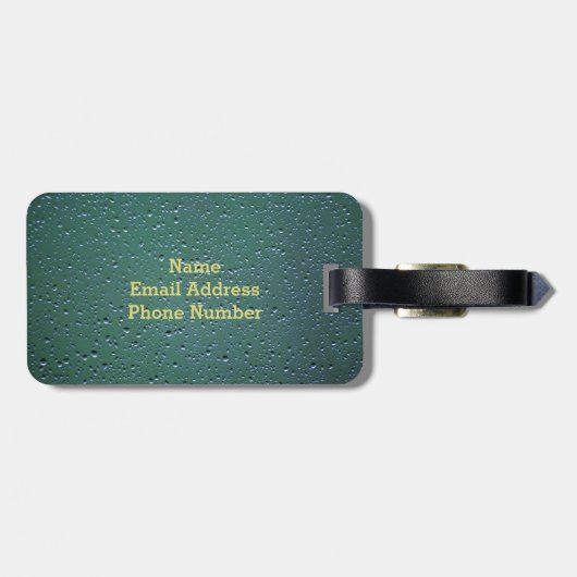 雨水滴テクスチャ上のモノグラム ラゲッジタグ (裏面横)