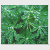 雨滴が付いている葉の緑の風車 ラッピングペーパー (フラット)