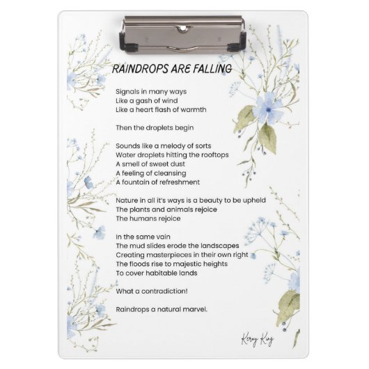 雨滴が詩を作っている クリップボード (正面)