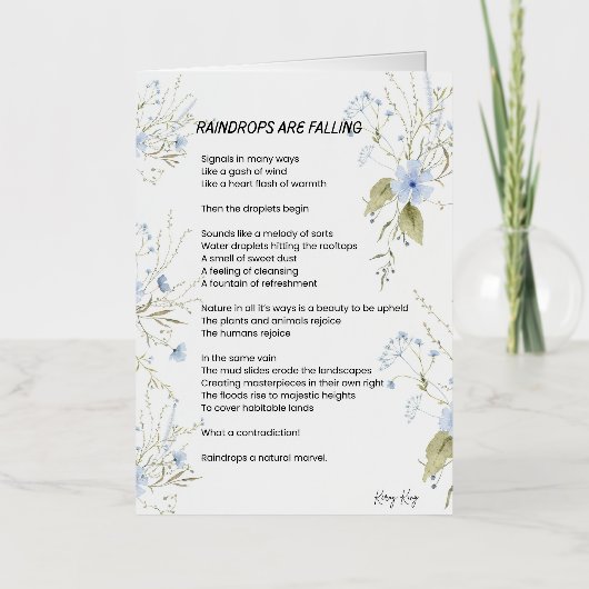 雨滴が詩を作っている 箔グリーティングカード (正面)