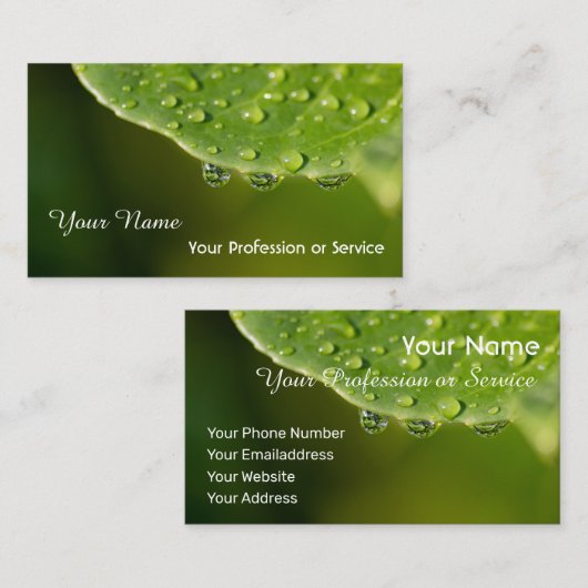 雨滴で緑をリフレッシュ 名刺 (正面/裏面)