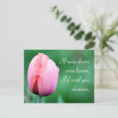 雨滴とキスチューリップ写真 ポストカード (スタンド正面)