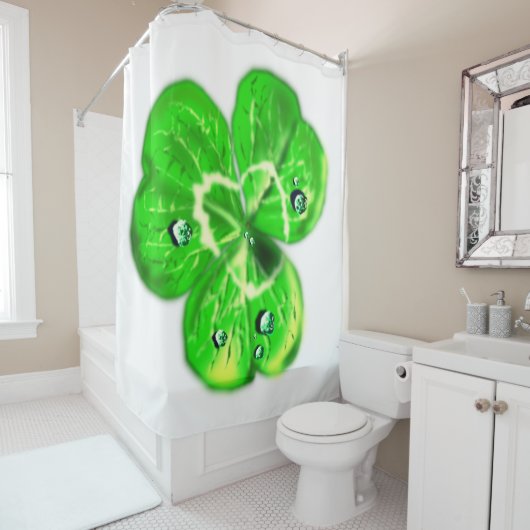 雨滴のクローバーのシャワーカーテン – あなたの色 シャワーカーテン (インサイチュ)