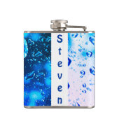 雨滴のグラデーション ブルーでデザインされた水筒 フラスク (裏面)