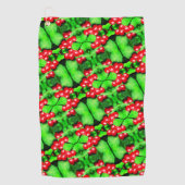 雨滴の赤い果実抽象芸術自然パターン ゴルフタオル (正面)