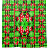 雨滴の赤い果実抽象芸術自然パターン シャワーカーテン (正面)