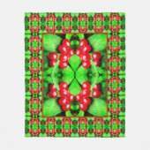 雨滴の赤い果実抽象芸術自然パターン フリースブランケット (正面)