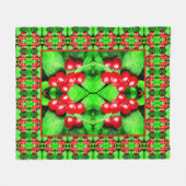 雨滴の赤い果実抽象芸術自然パターン フリースブランケット (正面(横))