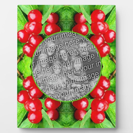 雨滴を含む赤い果実自然あなたの写真を追加 フォトプラーク (正面)